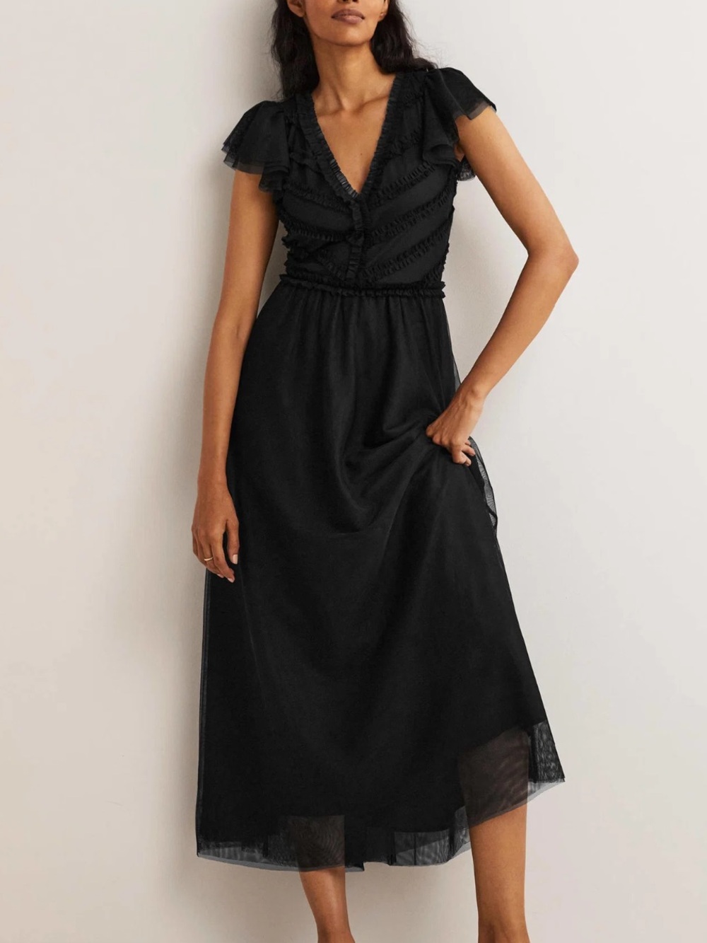 Boden V-Neck Tulle Maxi Dress Size 4P